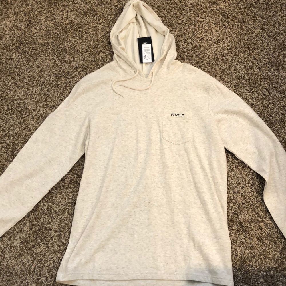 RVCA hoodie, heathered white color. Size large